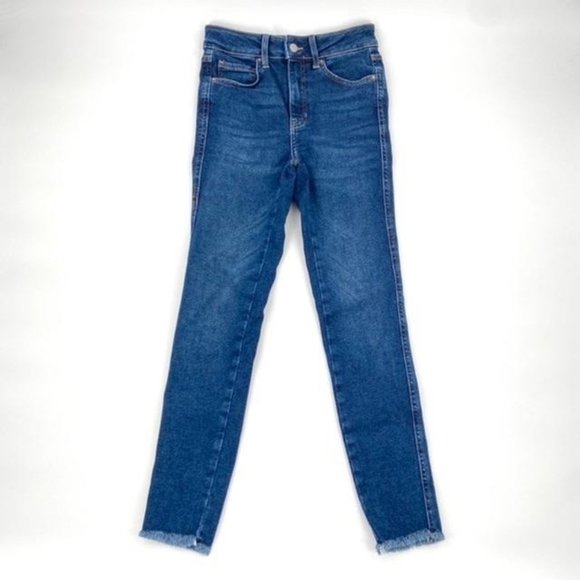 Free People High Rise Skinny Jean Size 26 Raw hem Jegging Dark Wash - Picture 6 of 14